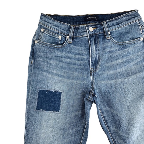 J. Crew NEW Womens Size 26 Slim Boyfriend Fit Distressed Patched Blue Jeans - Picture 3 of 7